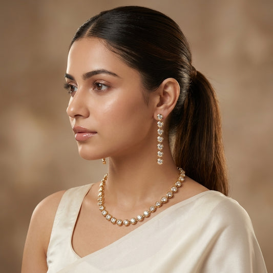 Golden Halo Crystal Necklace Set