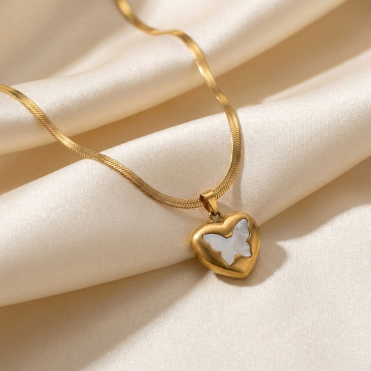 Butterfly Heart Pendant Necklace