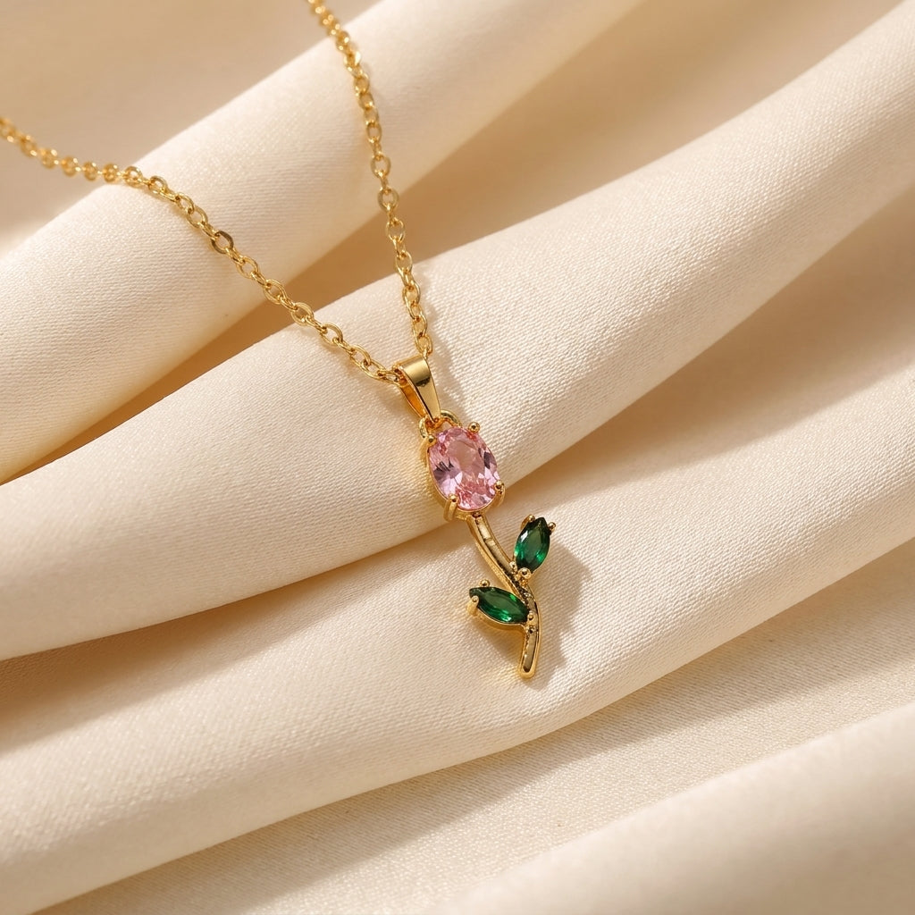 Rose Charm Pendant Necklace