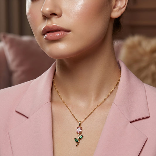Rose Charm Pendant Necklace