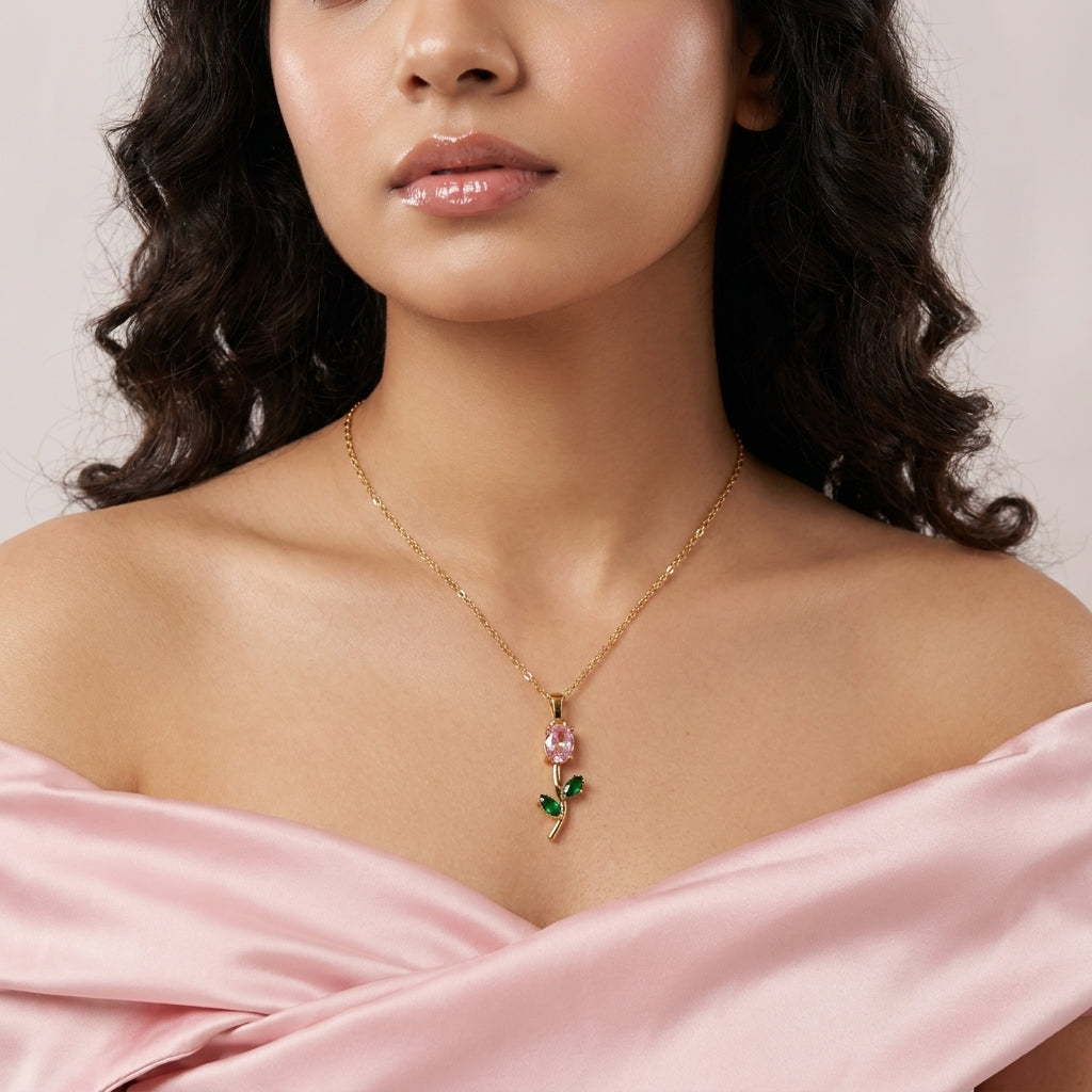 Rose Charm Pendant Necklace