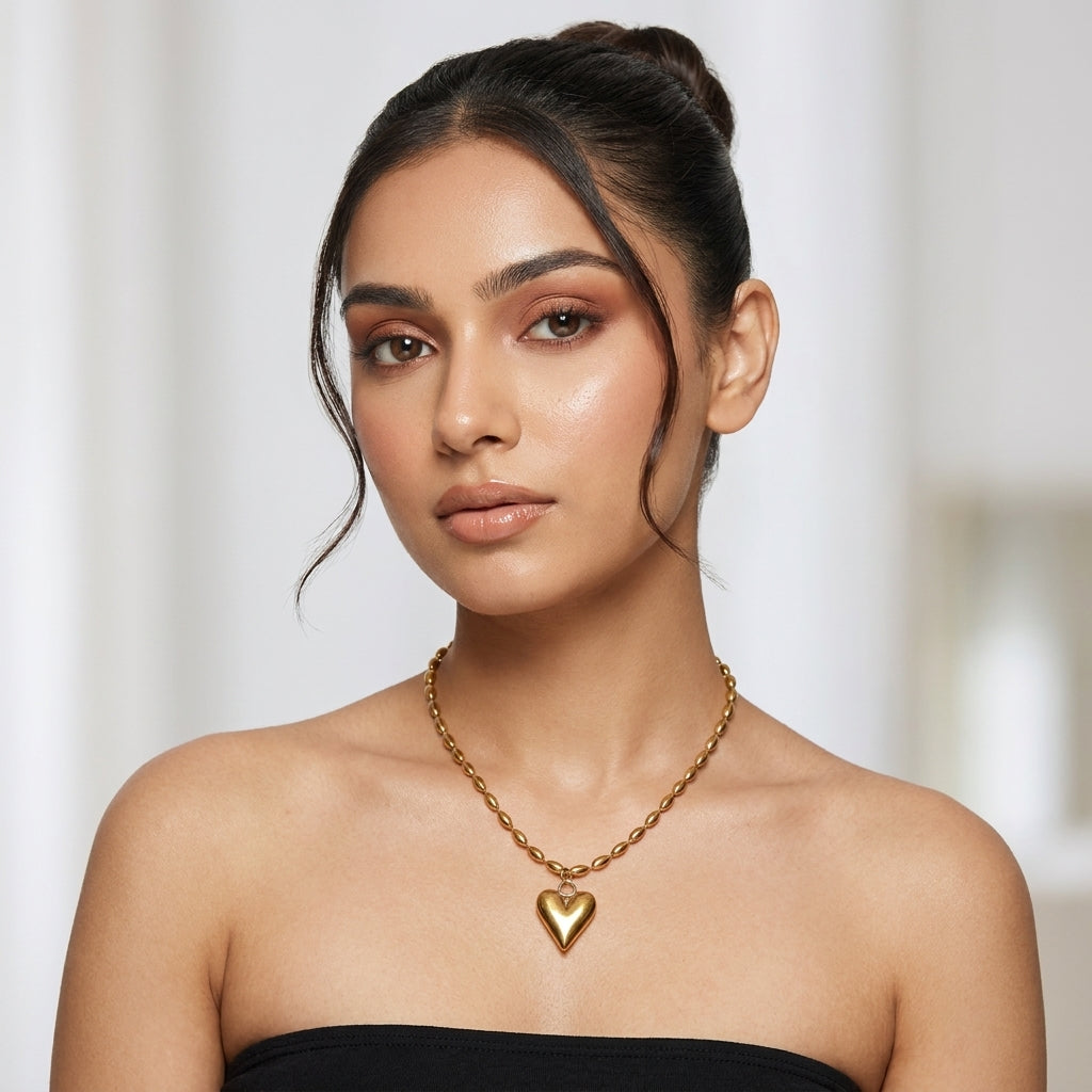 Golden Heart Charm Necklace