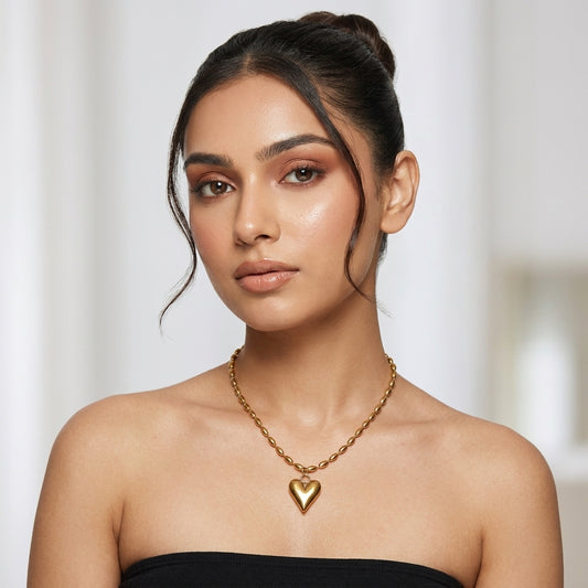 Golden Heart Charm Necklace