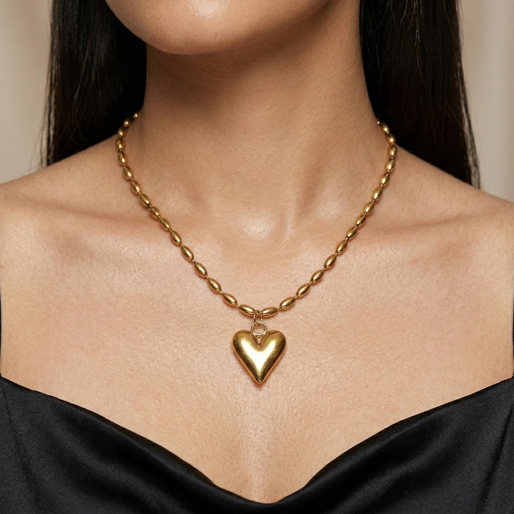 Golden Heart Charm Necklace