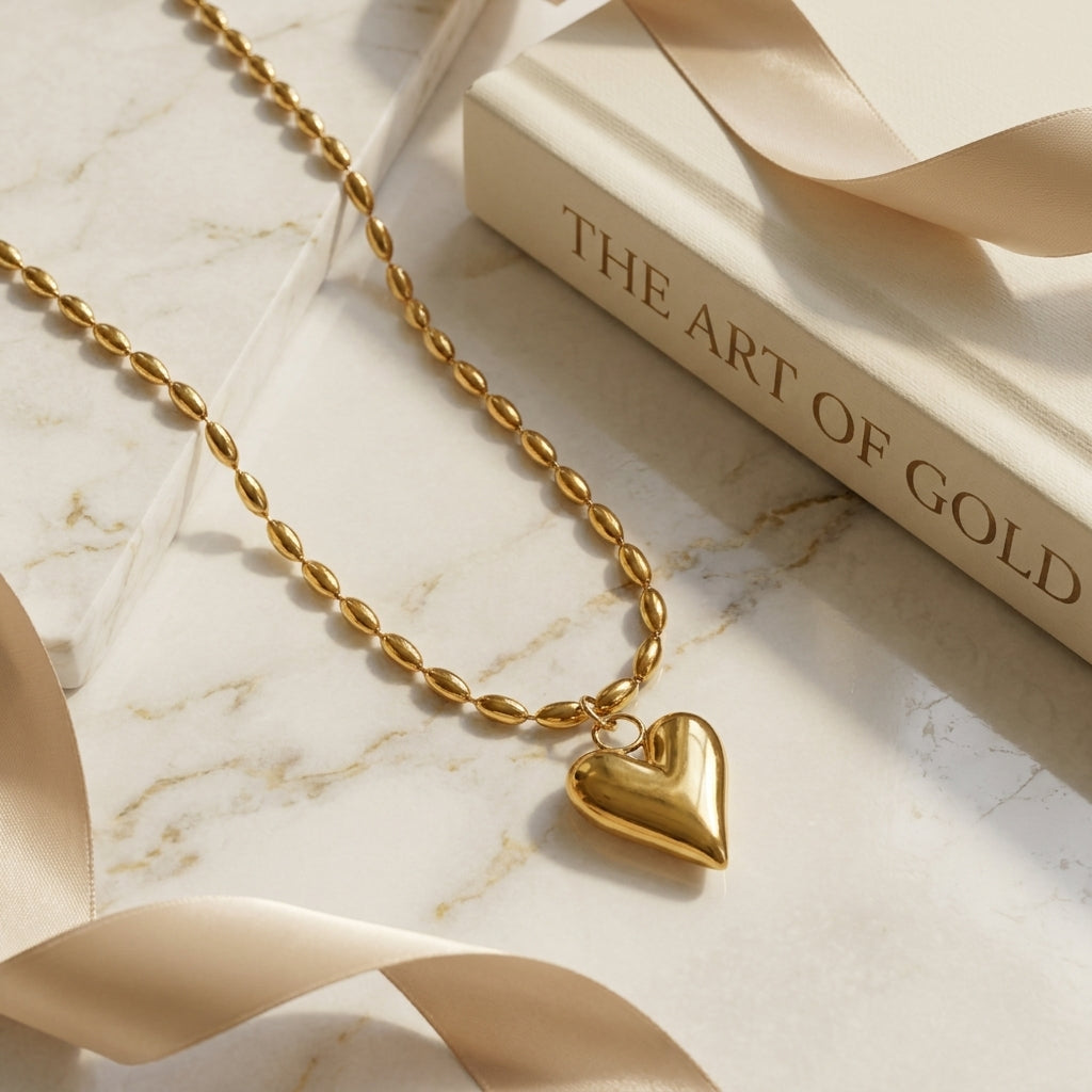 Golden Heart Charm Necklace