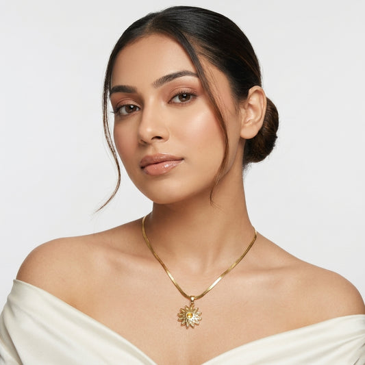 Golden Bloom Pendant Necklace