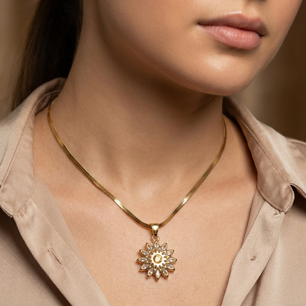 Golden Bloom Pendant Necklace