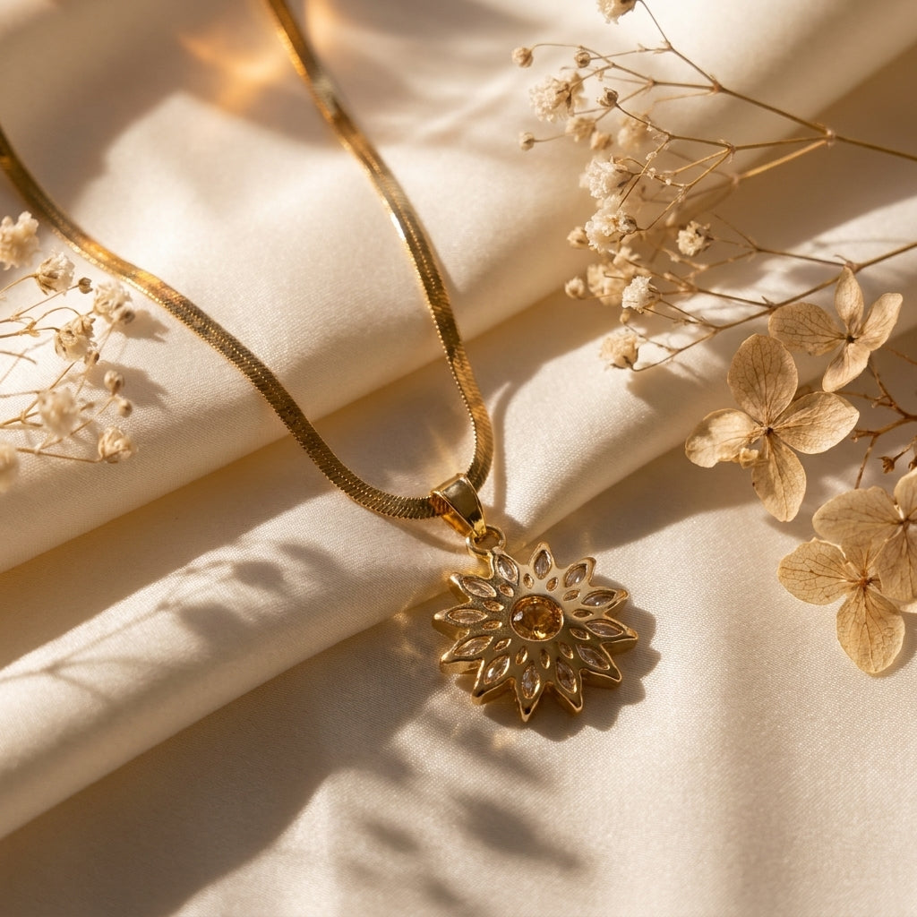 Golden Bloom Pendant Necklace