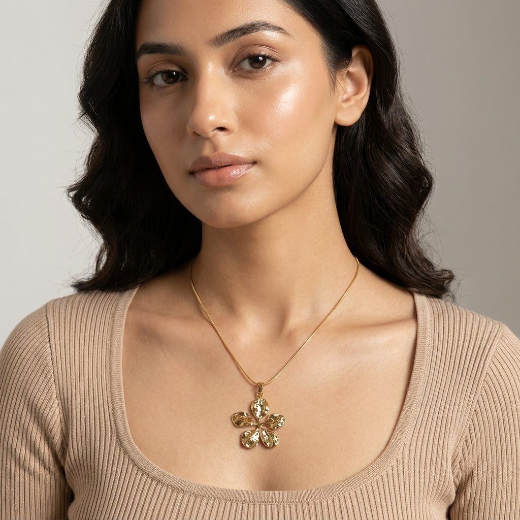Golden Bloom Pendant Necklace