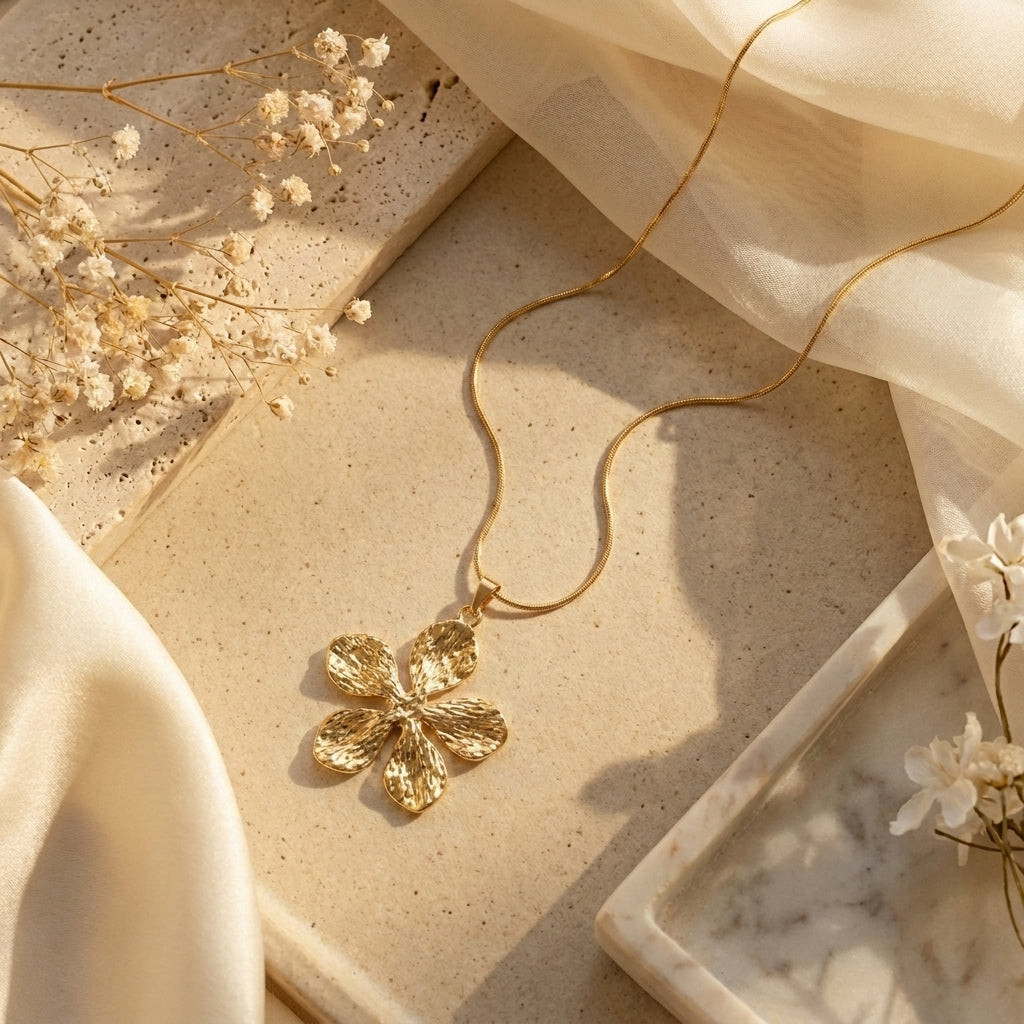 Golden Bloom Pendant Necklace