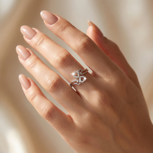 Twin Heart Sparkle Ring