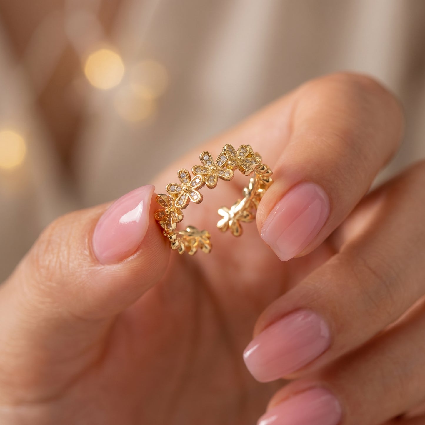 Golden Bloom Adjustable Ring