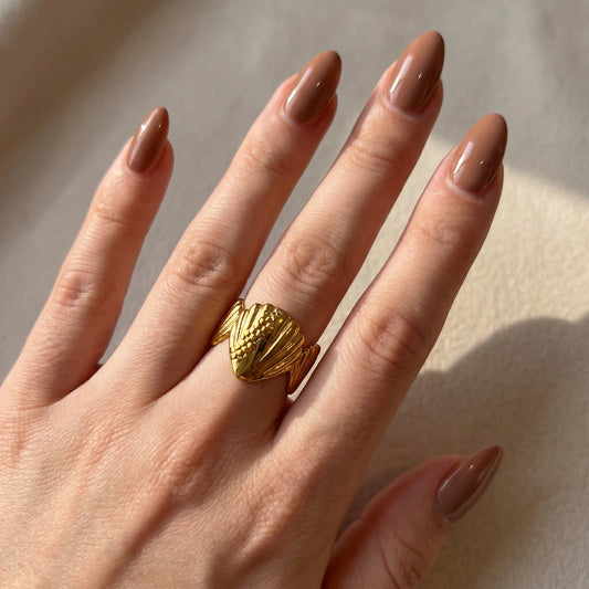 Golden Shell Statement Ring