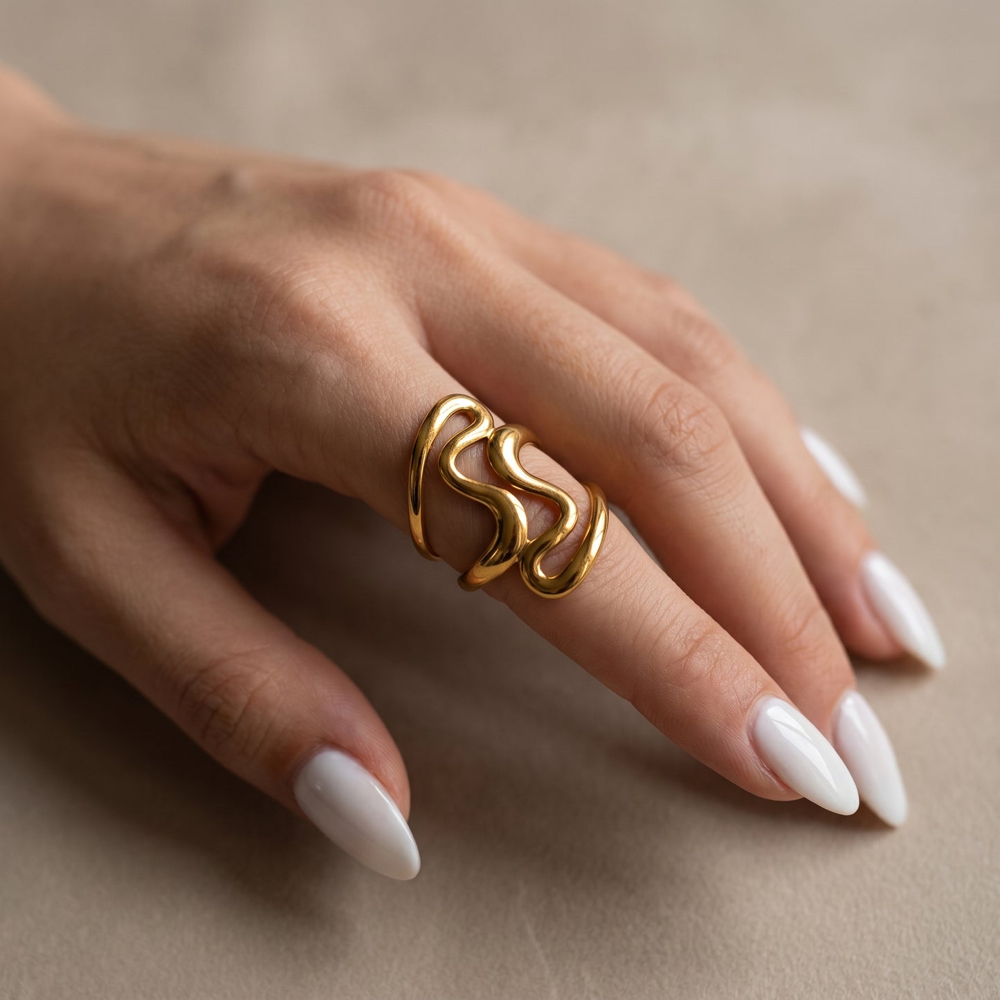 Golden Wave Sculpt Ring