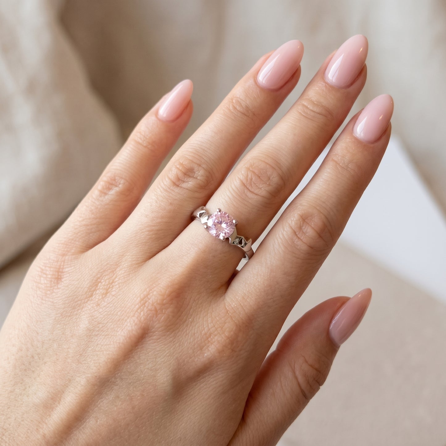 Pink Solitaire Ring
