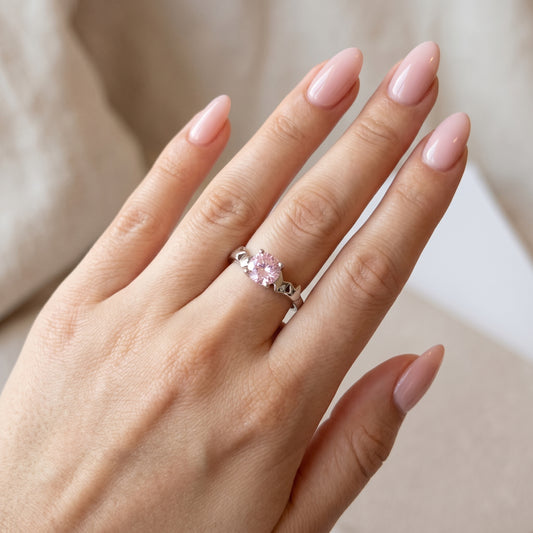 Pink Solitaire Ring