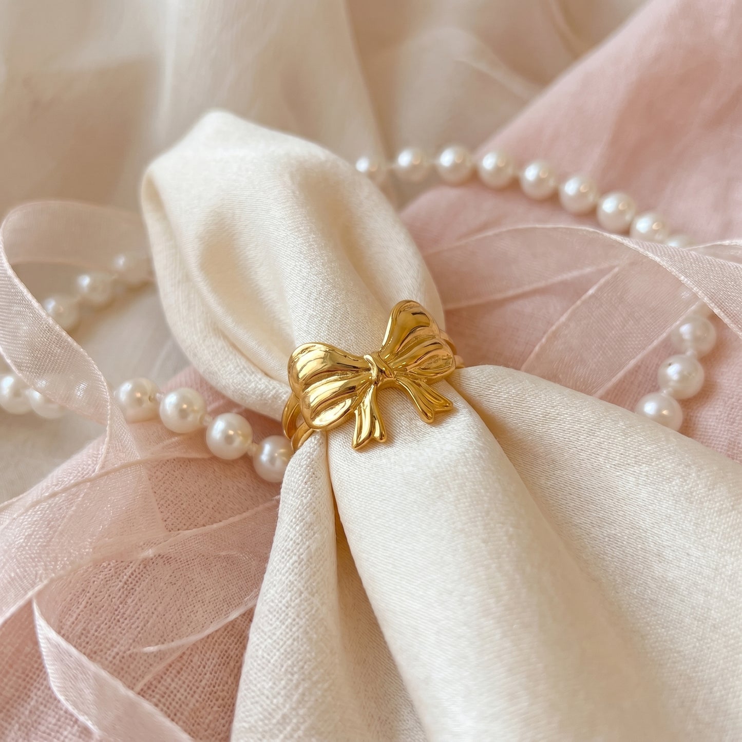 Golden Bow Charm Ring