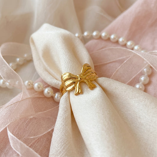 Golden Bow Charm Ring