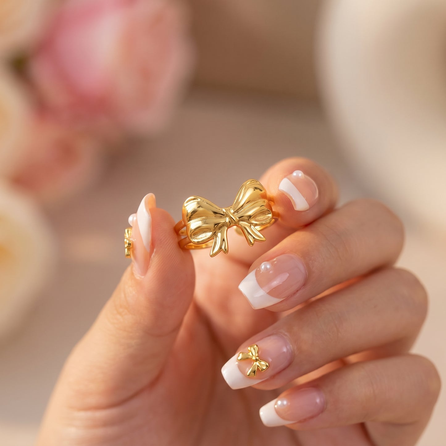 Golden Bow Charm Ring