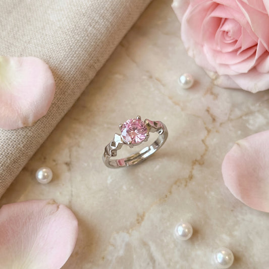 Pink Solitaire Ring