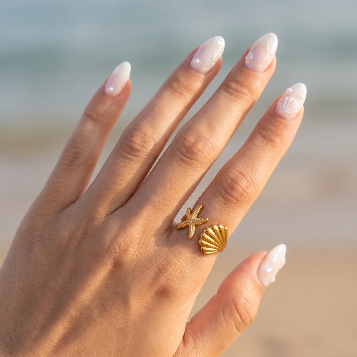 Golden Coastal Charm Ring