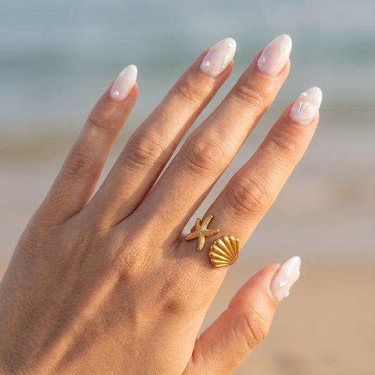 Golden Coastal Charm Ring