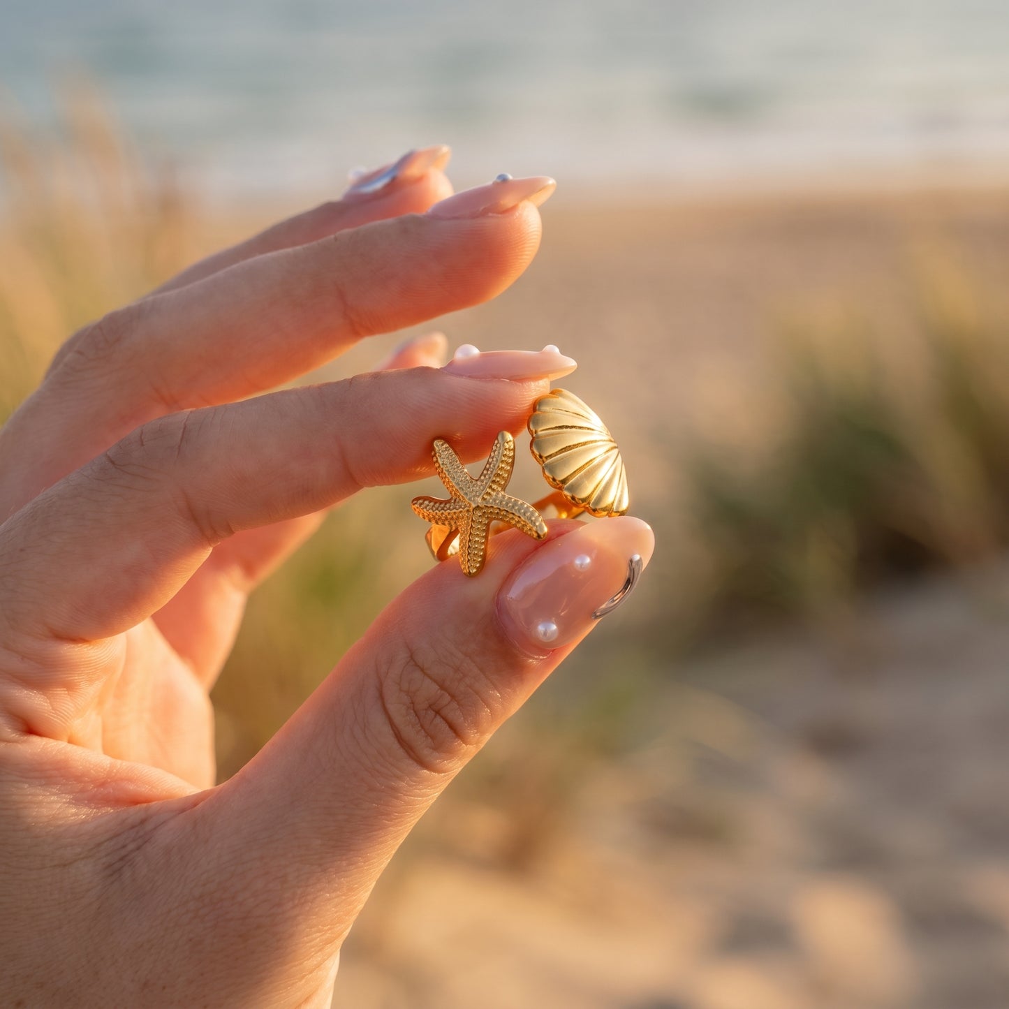 Golden Coastal Charm Ring
