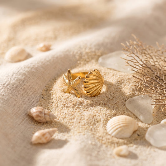 Golden Coastal Charm Ring