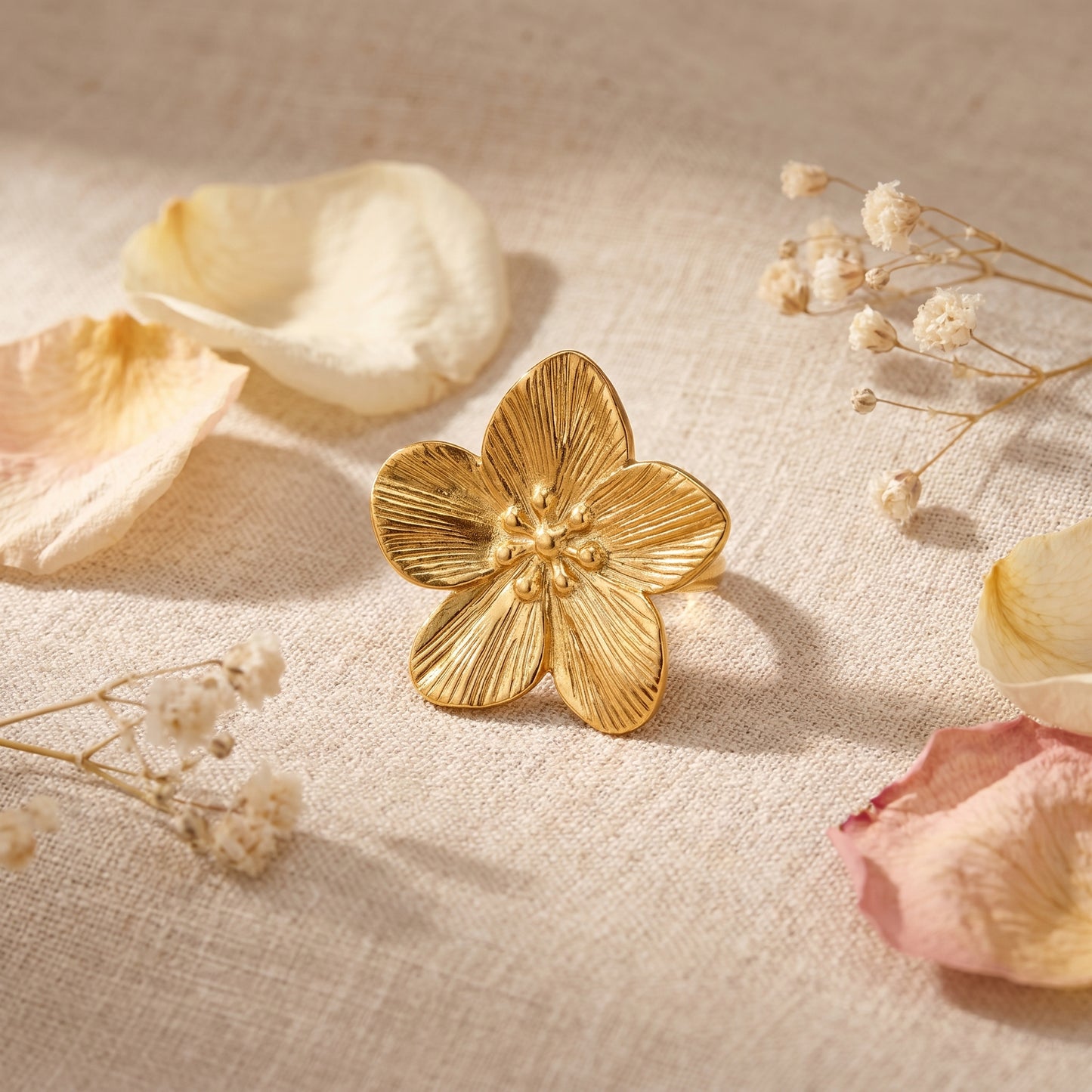 Golden Bloom Statement Ring