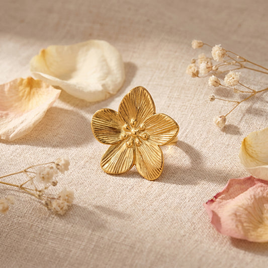 Golden Bloom Statement Ring