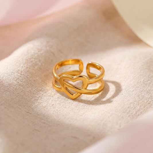 Golden Heart Knot Adjustable Ring