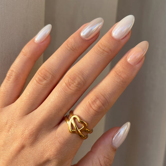 Golden Heart Knot Adjustable Ring