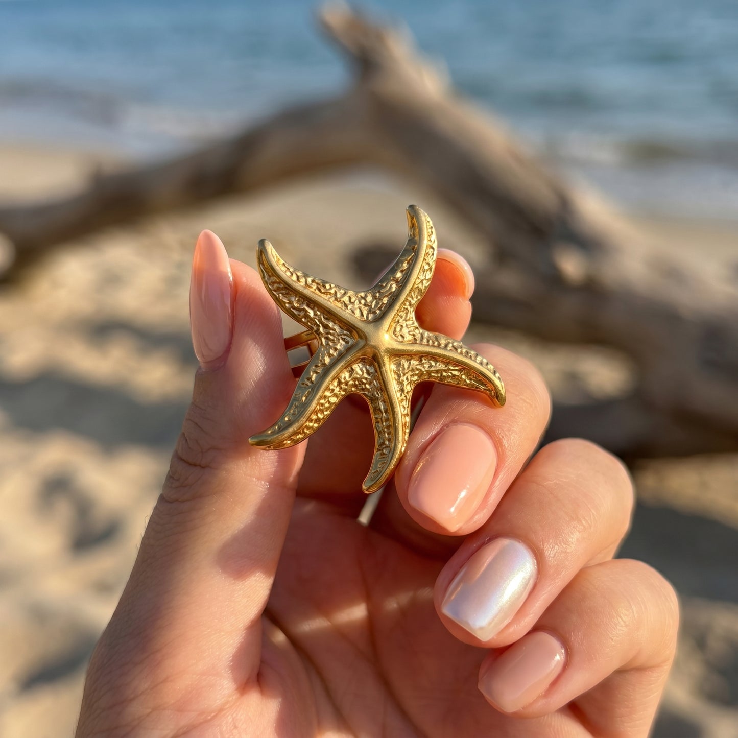 Golden Starfish Statement Ring