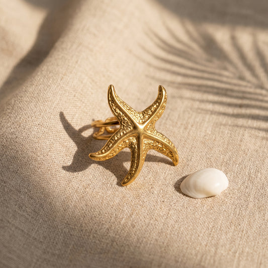 Golden Starfish Statement Ring