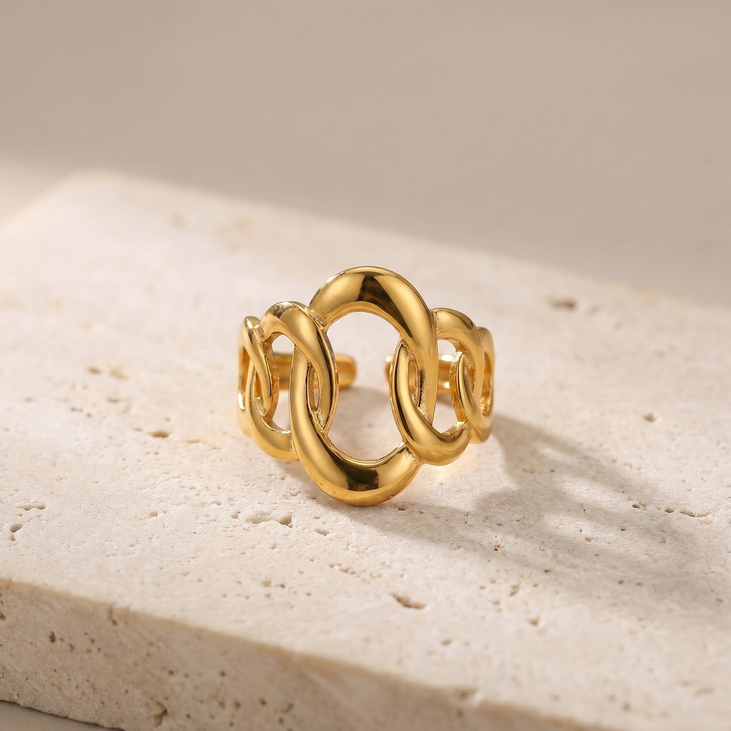 Golden Link Chain Statement Ring
