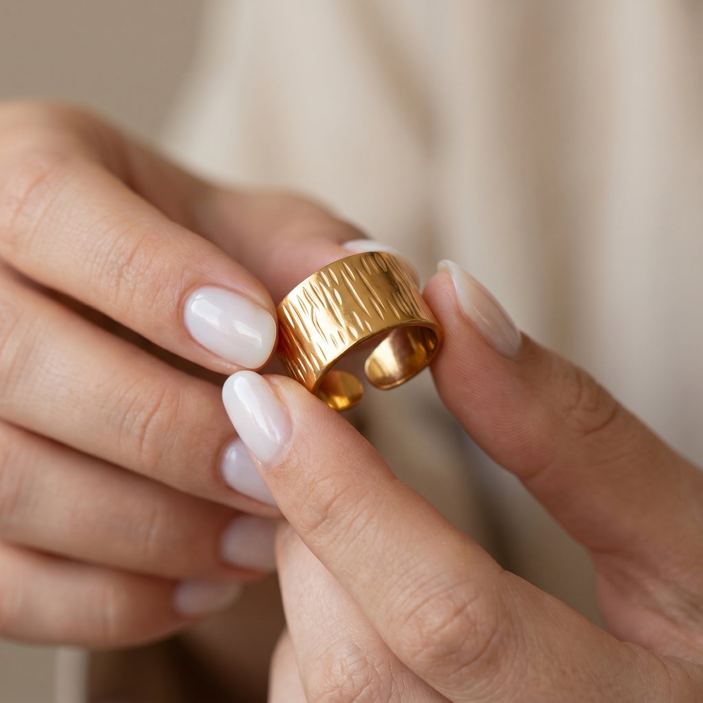 Golden Textured Band Ring