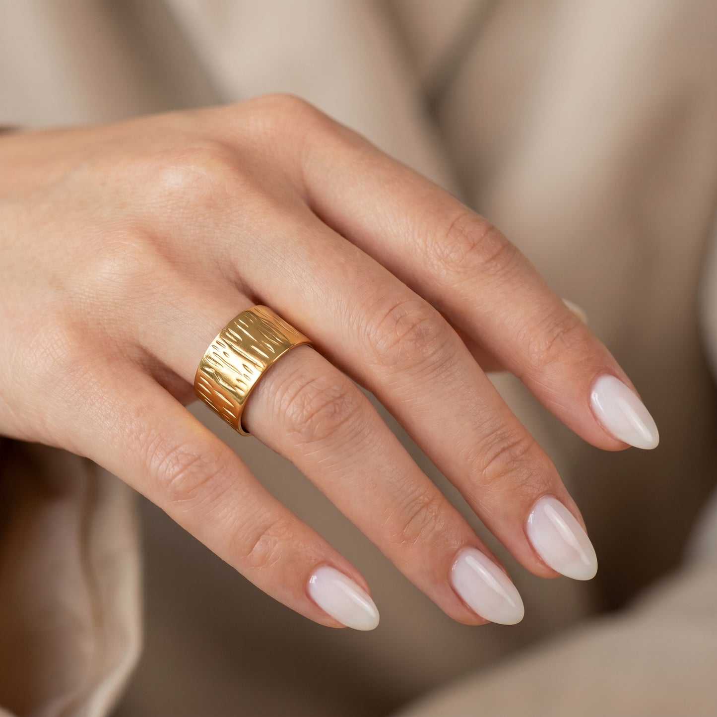 Golden Textured Band Ring