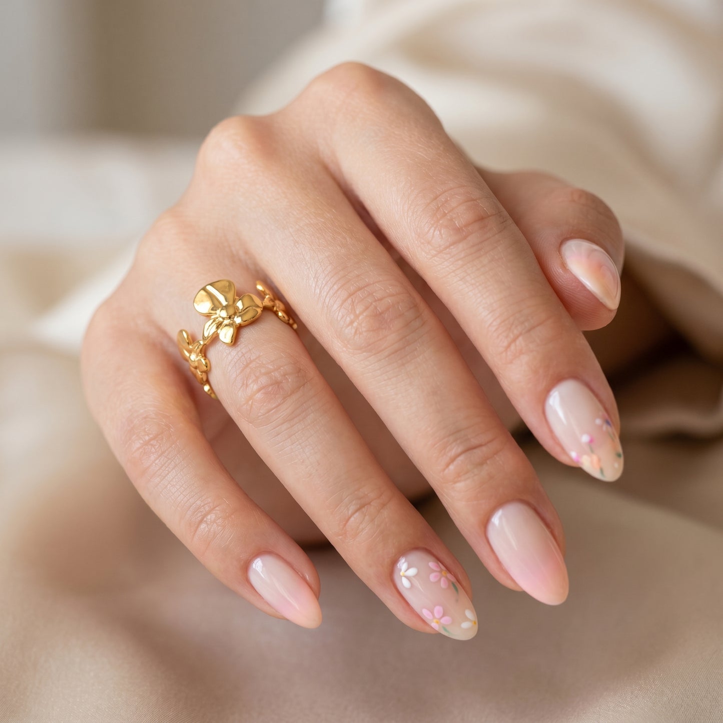 Golden Bloom Floral Ring