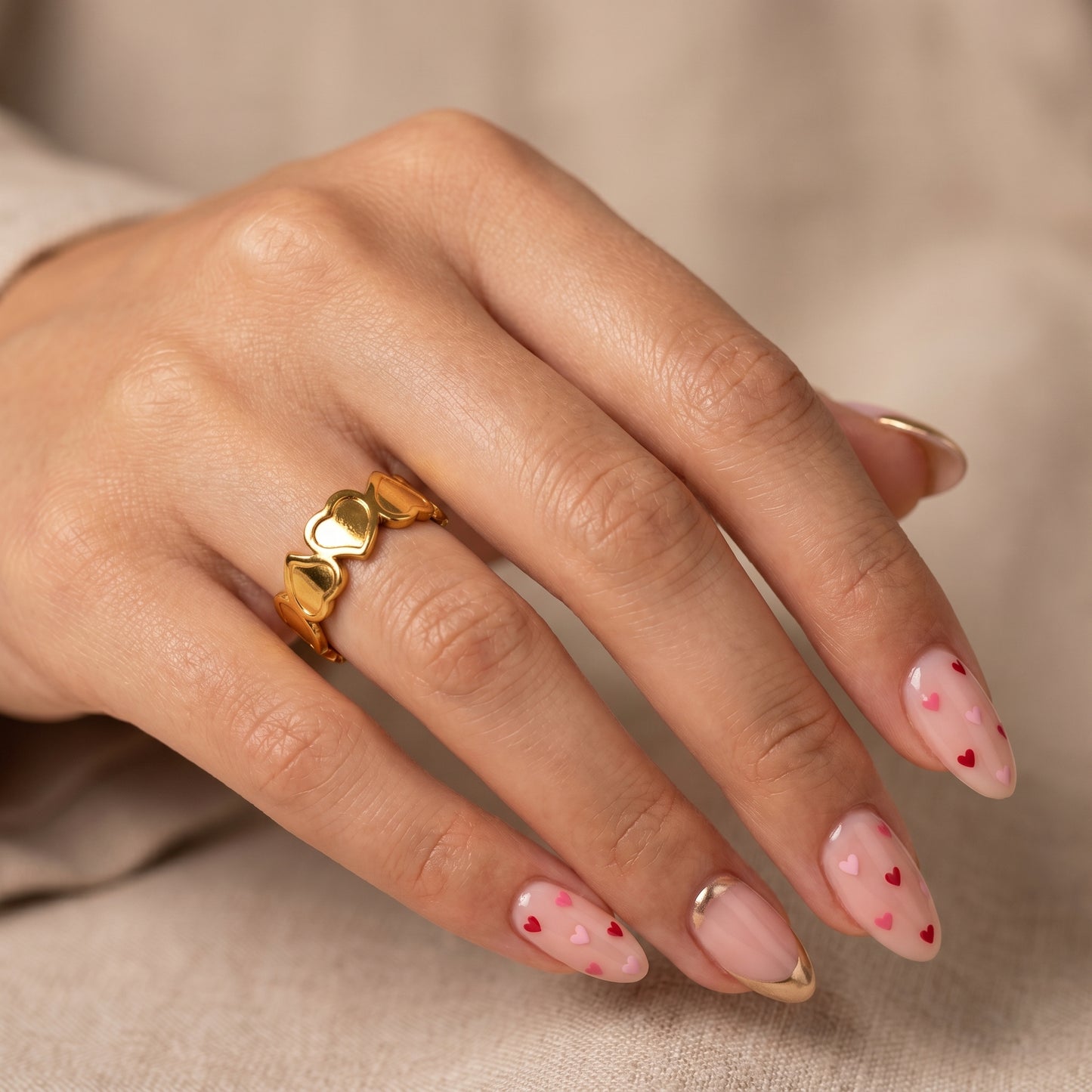 Golden Heart Link Ring