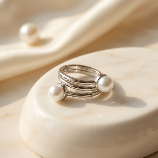 Twin Pearl Wrap Ring