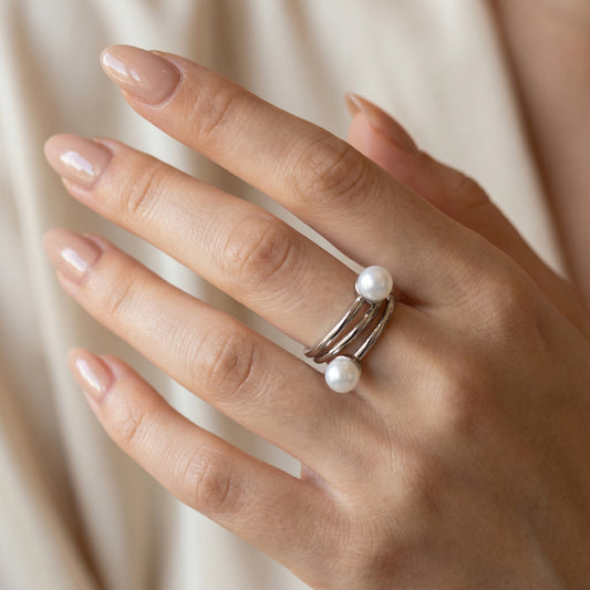 Twin Pearl Wrap Ring