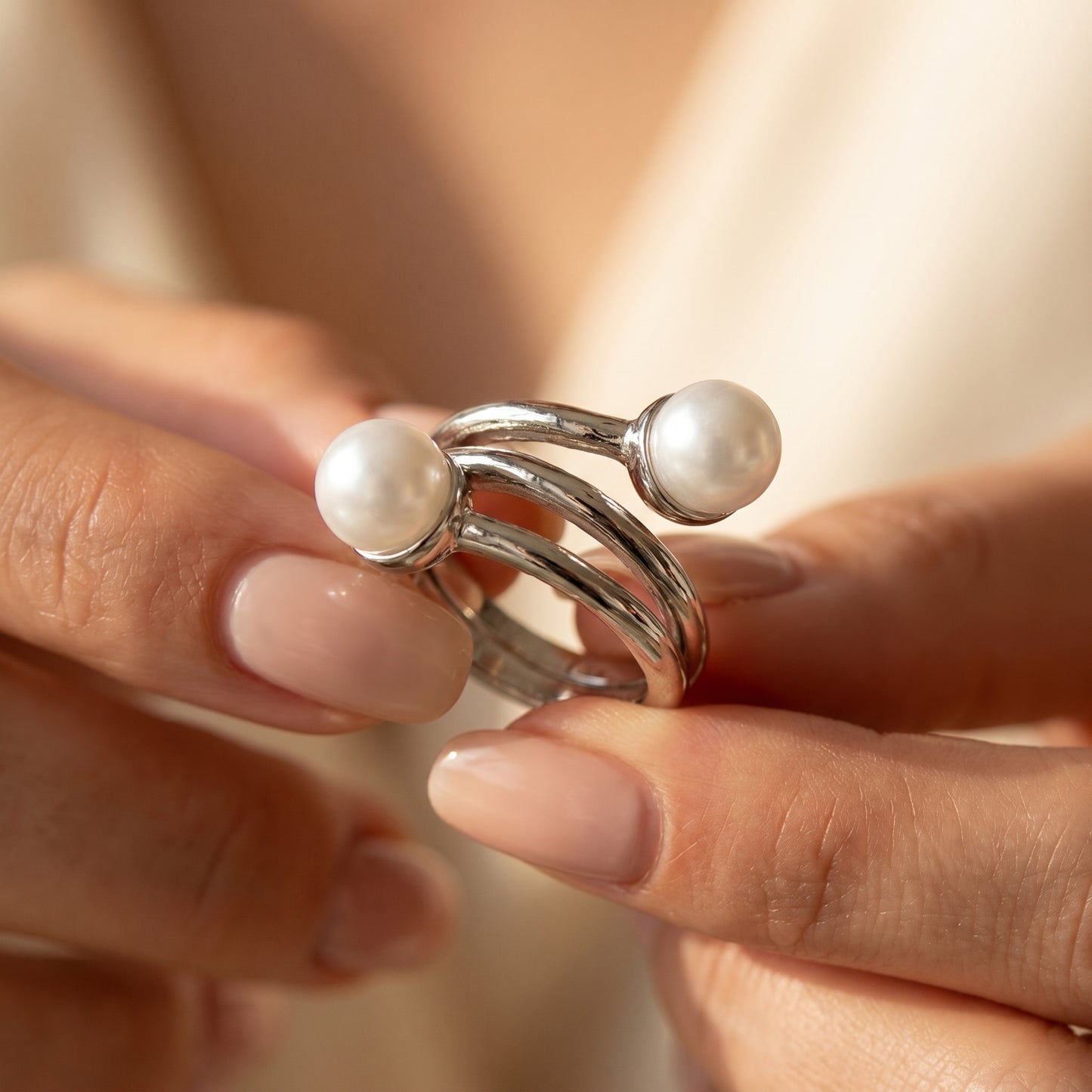 Twin Pearl Wrap Ring